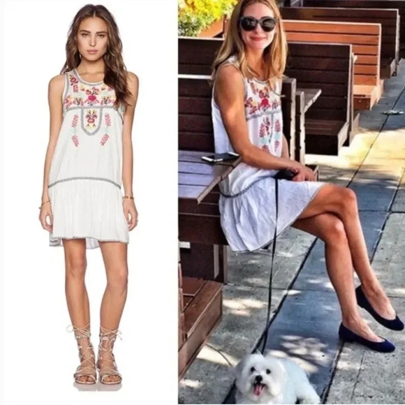 Revolve Embroidered Boho White Dress - Picture 3 of 12